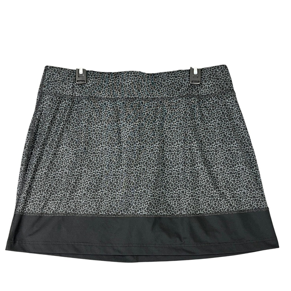 Columbia Skort Womens XL Black Gray Leopard Print Activewear Hiking Golf Tennis